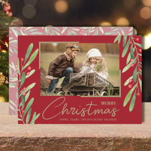 Greenery Berries Christmas Photo Holiday Card