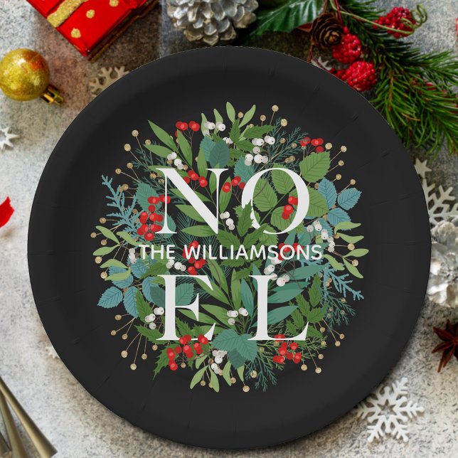 Greenery Berries NOEL Christmas Paper Plate (Creator Uploaded)