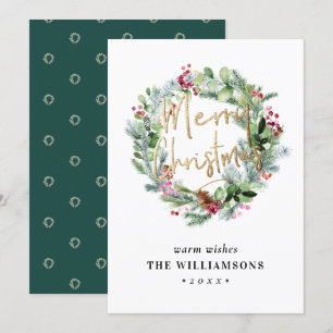 Greenery+Berries Winter Wreath Christmas Invitation