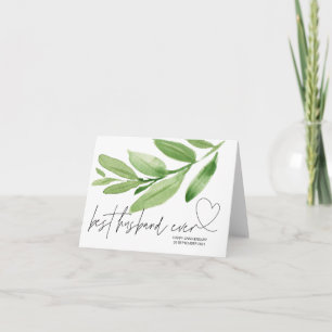 Greenery Best Husband Ever Anniversary Gift Him Card