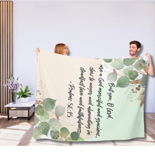 Greenery Bible verse Fleece Blanket (Creator Uploaded)