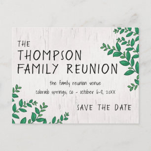 Greenery Birch Family Reunion Save the Date Postcard