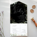 Greenery Black And Gold Wedding Of Seal and Send All In One Invitation<br><div class="desc">Step into a world of enchantment with our greenery black and gold wedding of seal and send all in one invitation, perfect for your botanical spring boho wedding. Adorned with sage green eucalyptus and gold accents, this invitation exudes elegance and modern whimsy. Imagine strolling through a magical summer garden, surrounded...</div>