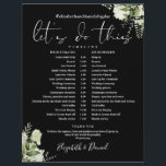 Greenery Black And White Wedding Schedule Timeline<br><div class="desc">This stylish black and white greenery wedding schedule timeline can be personalized with your wedding details in chic typography. Designed by Thisisnotme©</div>
