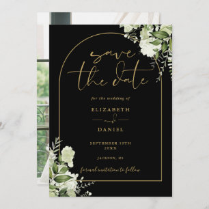 Greenery Black Gold Arch Photo Wedding Save The Date