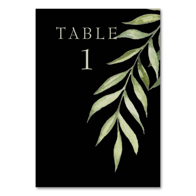 Greenery Black & Mint Table Number (Front)