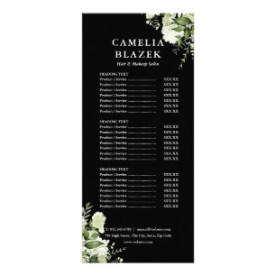 Greenery Black Salon Service Menu Price List