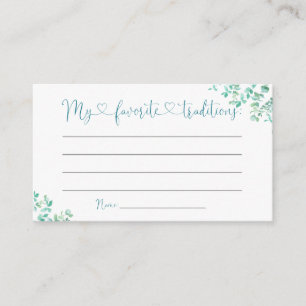 Greenery Blue Balloon Family Traditions Enclosure Card