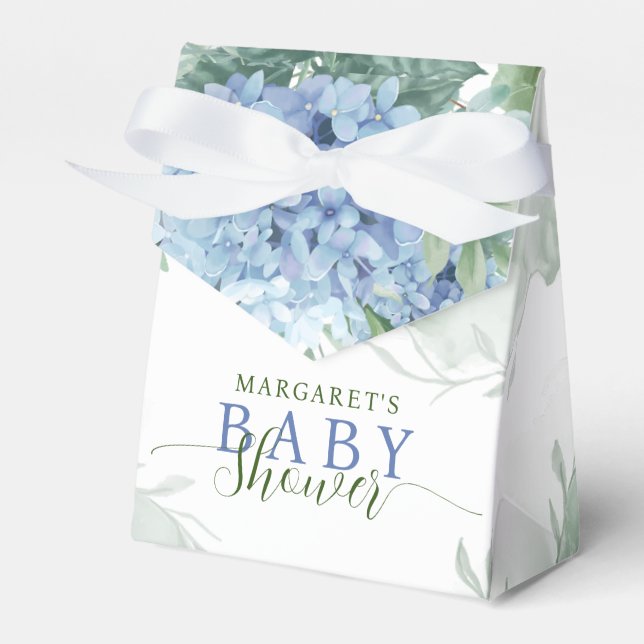 Greenery Blue hydrangea Its a Boy Baby Shower Favo Favour Box (Front Side)