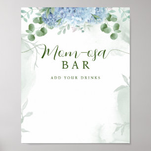 Greenery Blue hydrangea Mum-osa Sign Baby Shower