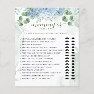 Greenery Blue hydrangea Mummy or Daddy Baby Shower