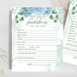 Greenery Blue hydrangea Prediction For Baby Shower