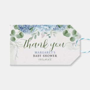 Greenery Blue hydrangea Thank You Baby Shower Gift Tags