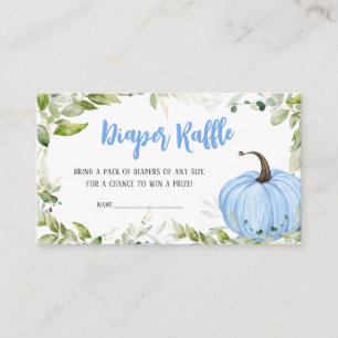Greenery Blue Pumpkin Baby Shower Diaper Raffle Enclosure Card
