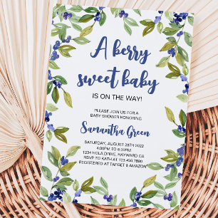 Greenery Blueberry Baby Shower Invitation