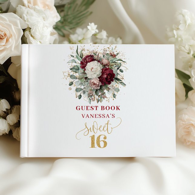 Greenery Blush Burgundy Sweet 16 Guest Book (Greenery Blush Burgundy Sweet 16 Guest Book)