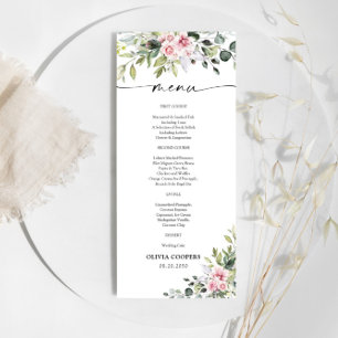 Greenery Blush Pink Baby Shower Menu
