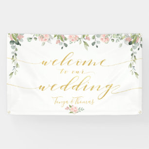 Greenery & Blush Pink Gold Calligraphy Welcome Banner