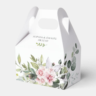 Greenery Blush Pink Wedding Favour Box
