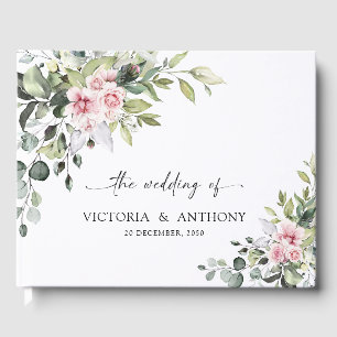 Greenery Blush Pink Wedding Guest Book