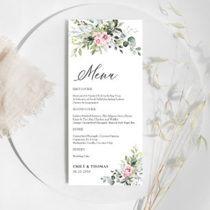Greenery Blush Pink Wedding Menu