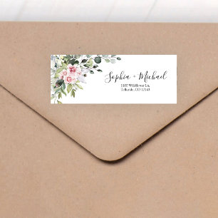Greenery Blush Pink Wedding Return Address Label