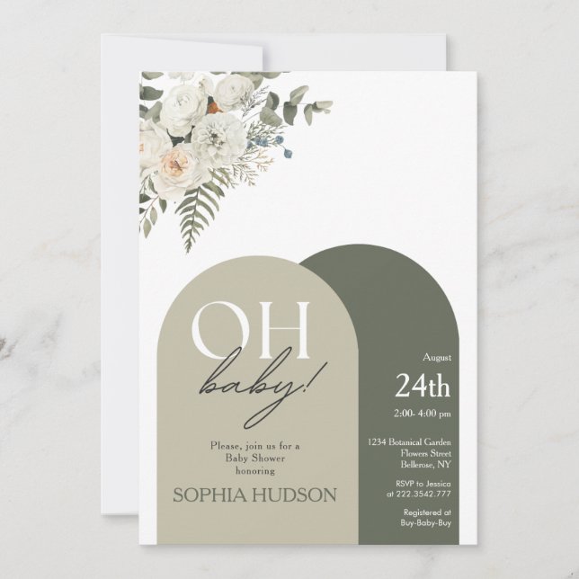 Greenery Boho Baby Shower Invitation (Front)