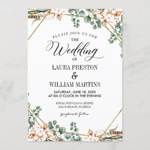Greenery Boho Eucalyptus Glitter Frame Wedding Invitation