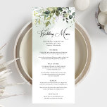 Greenery boho foliage eucalyptus wedding dinner menu<br><div class="desc">Greenery boho foliage eucalyptus wedding dinner menu. Blush Roses ©</div>