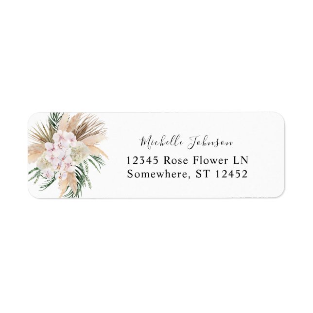 Greenery Boho Tropical Floral 1B Return Address (Front)