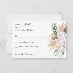 Greenery Boho Tropical Floral no Meal RSVP 2 Card