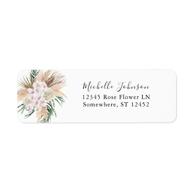 Greenery Boho Tropical Floral Return Address Label (Front)