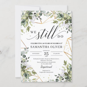 Greenery boho we still do green eucalyptus gold invitation