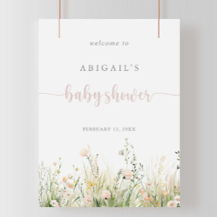 Greenery Boho Wildflower Baby Shower Welcome  Poster