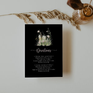 Greenery Boho Wildflower Black Wedding Directions Enclosure Card
