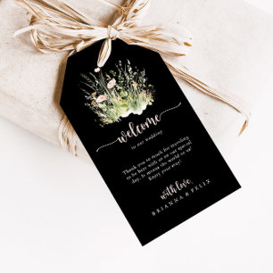 Greenery Boho Wildflower Black Wedding Welcome Gift Tags
