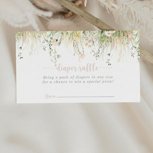 Greenery Boho Wildflower Diaper Raffle Ticket Enclosure Card