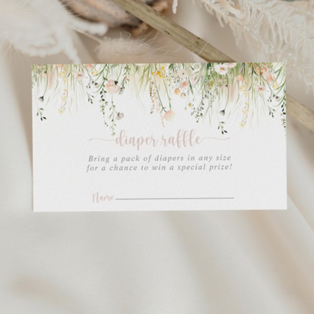 Greenery Boho Wildflower Diaper Raffle Ticket  Enclosure Card (Creator Uploaded)