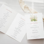 Greenery Boho Wildflower Folded Wedding Program Programme<br><div class="desc">This greenery boho wildflower folded wedding program is perfect for a rustic wedding. The design features watercolor pink,  blush,  yellow,  and white wildflowers arranged in elegant bouquets.

Include a quote or short message,  order of service,  wedding party and thank you message.</div>