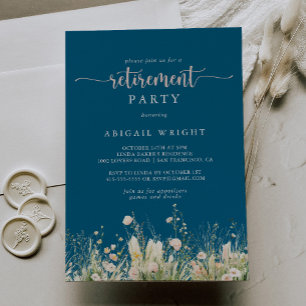 Greenery Boho Wildflower Navy Retirement Party Invitation