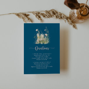 Greenery Boho Wildflower Navy Wedding Directions Enclosure Card