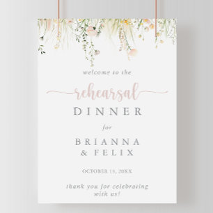 Greenery Boho Wildflower Rehearsal Dinner Welcome  Poster