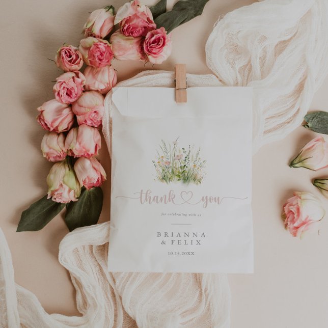 Greenery Boho Wildflower Thank You Wedding Favour Bags (Creator Uploaded)