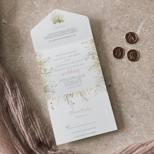 Greenery Boho Wildflower Wedding All In One Invitation