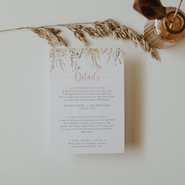Greenery Boho Wildflower Wedding Details Enclosure Card (Creator Uploaded)