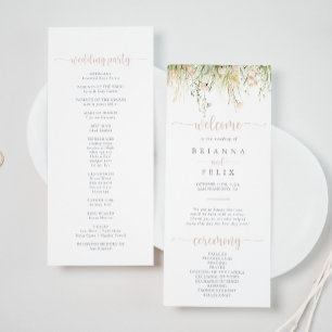 Greenery Boho Wildflower Wedding Program Programme