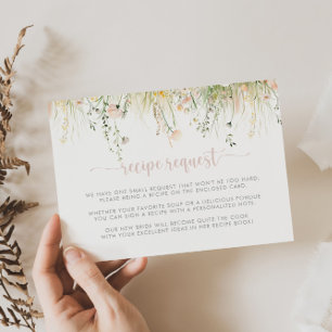Greenery Boho Wildflower Wedding Recipe Request Enclosure Card