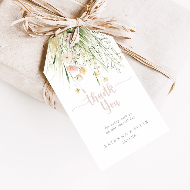 Greenery Boho Wildflower Wedding Thank You Gift Tags (Creator Uploaded)