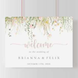 Greenery Boho Wildflower Wedding Welcome Sign