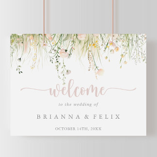 Greenery Boho Wildflower Wedding Welcome Sign